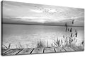 yearainn Black and White Canvas Wall Art Sunset Lake by yearainn