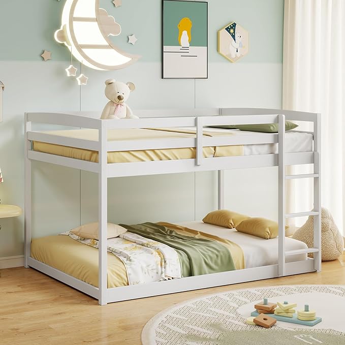 KOMFOTT Low Bunk Bed Full Over Full, Solid Wood Full Bed Frame - Image 4