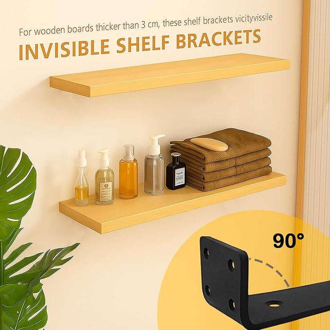 Floating Shelf Bracket 4 Inch of 6 Pack Heavy Duty Shelf Brackets Black Coated - Image 4