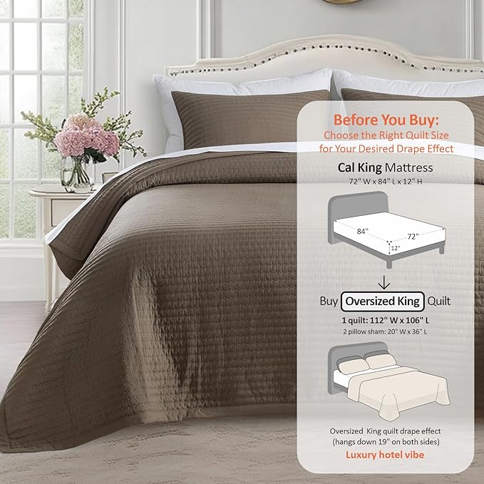 KASENTEX Oversized King Quilt Set 112"x106" – Soft Washed 3-Layer Lightweight - Image 3