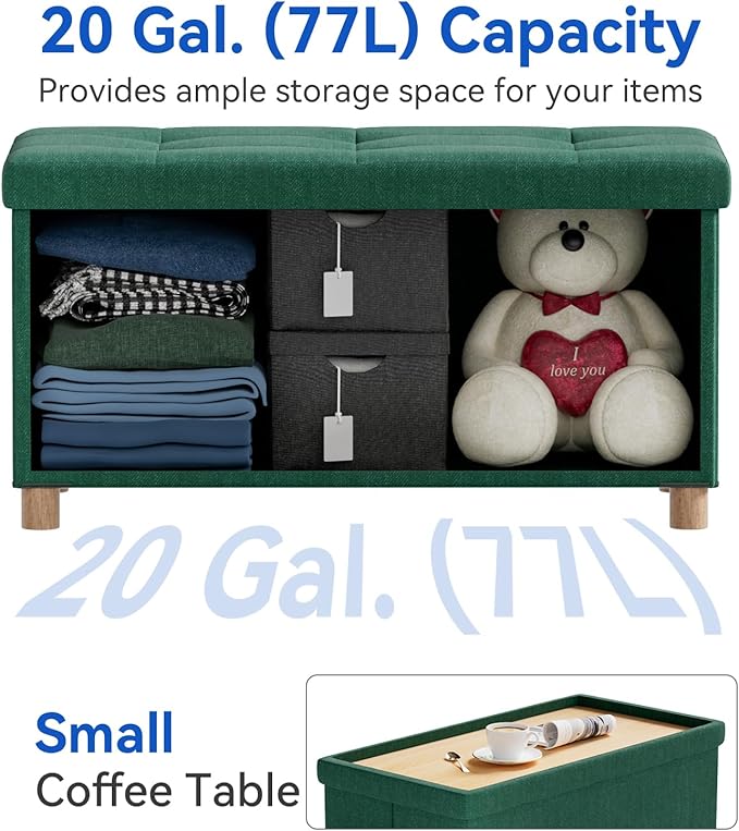 BRIAN & DANY 30 Inches Folding Storage Ottoman Bench, Ottoman - Image 6
