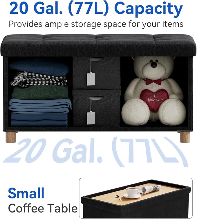 BRIAN & DANY 30 Inches Folding Storage Ottoman Bench, Ottoman - Image 6