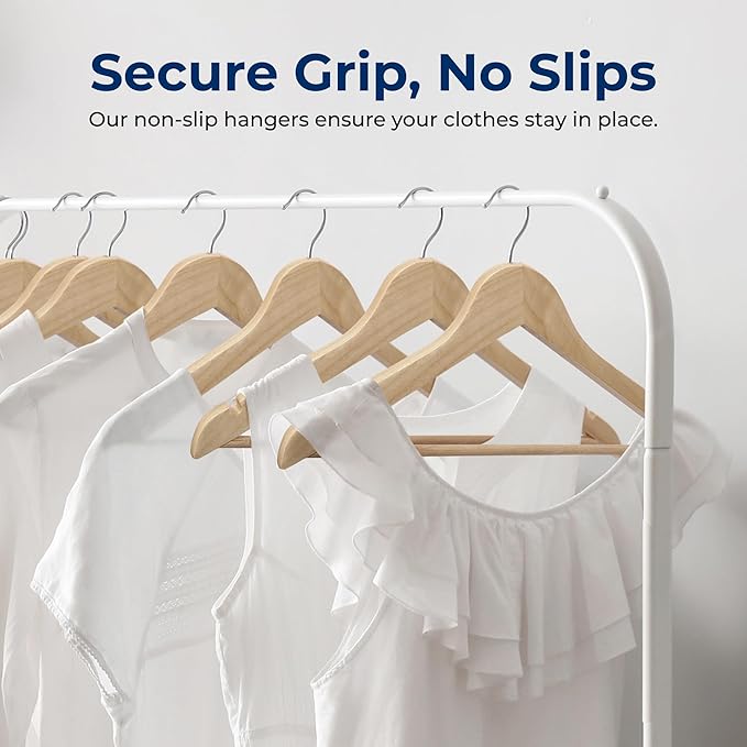 SereneLife 80-Piece Solid Wooden Hangers Set - Image 3