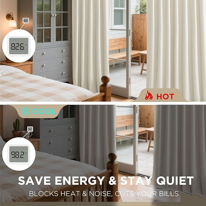 Joydeco Mousse White Blackout Curtains 96 Inch Long, Luxury Thermal White - Image 5