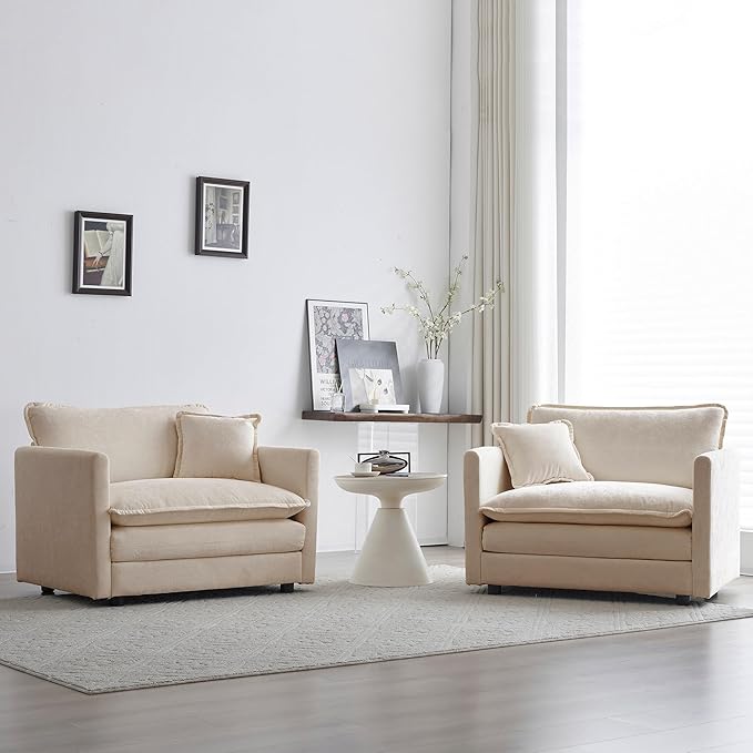 mikibama 41.4" W Single Seat Sofa, Chenille Comfy Deep Upholstered Couch - Image 5