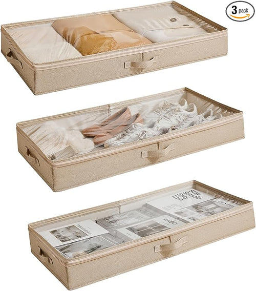 3 Pack Under Bed Storage Containers, Low Profile Underbed Shoes and Clothes by Berdeng