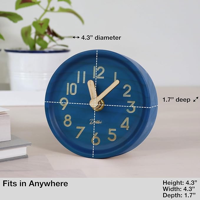 Driini Wooden Analog Desktop Clock – 4.3 in. Decorative Pinewood, No-Tick - Image 3