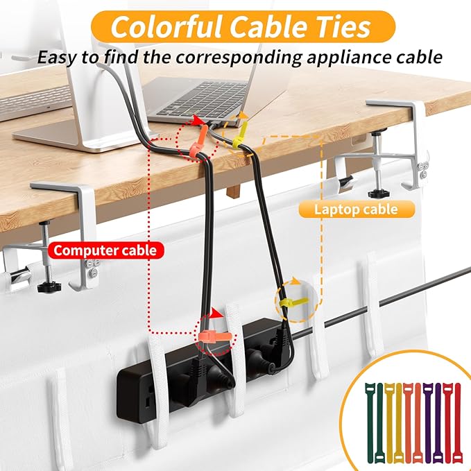 No Drill Under Desk Cable Management Tray, Fabric Cable Management - Image 4