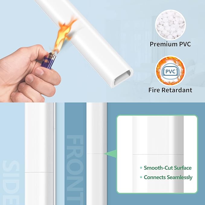 Wire Covers for 2 Cords, 68in Wire Hider on Wall Mounted, Cable Cover Paintable - Image 5
