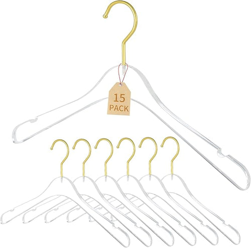 15 Pack Premium Quality Clear Acrylic Clothes Hangers by GorgeousandDurableHanger