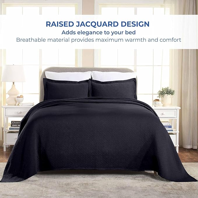 Superior 2 Piece Basketweave Cotton Bedspread Set, Home Bed Decor, Decorative - Image 8