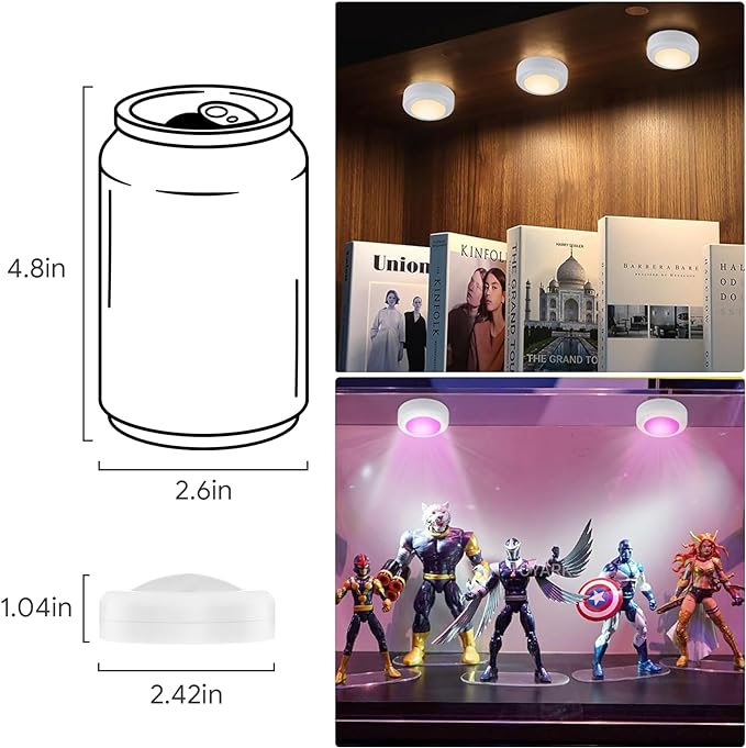 Yiliaw 3 Pack LED Puck Lights Remote Control 16 Color Changeable Under Cabinet - Image 6