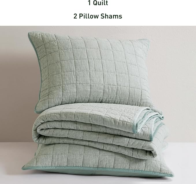 Hyde Lane Luxury Linen Quilt Set King Size, European Flax Cotton Blend Bedding - Image 6