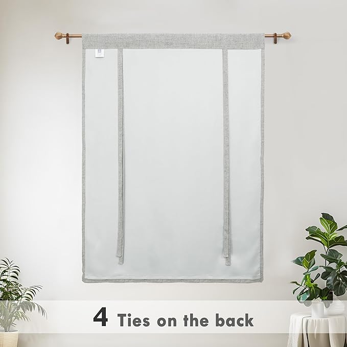 DriftAway Double Layer Linen Blackout Tie Up Curtains Thermal Insulated Fully - Image 6