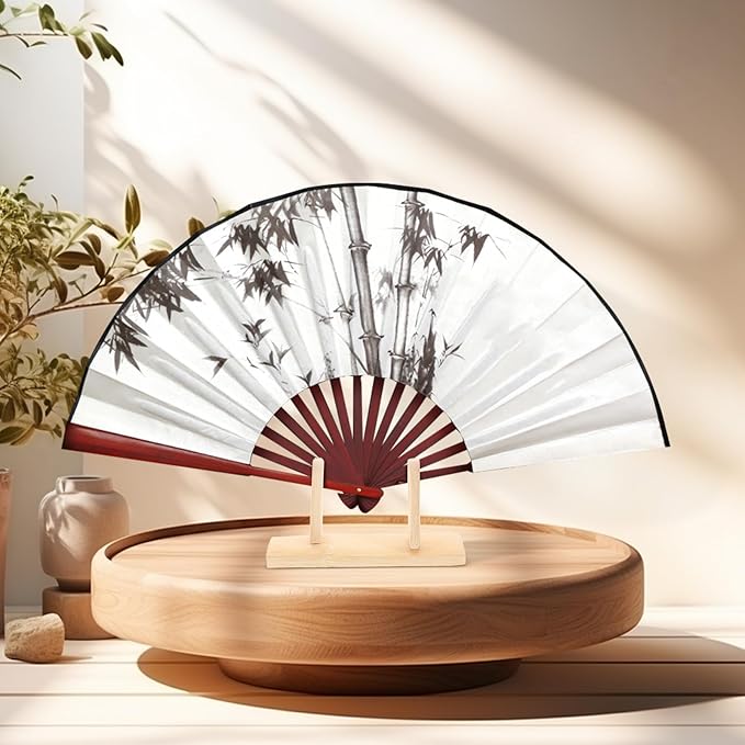 VOSAREA Bamboo Japanese Folding Fan Stand Holder Handheld Fan Display Stand - Image 6