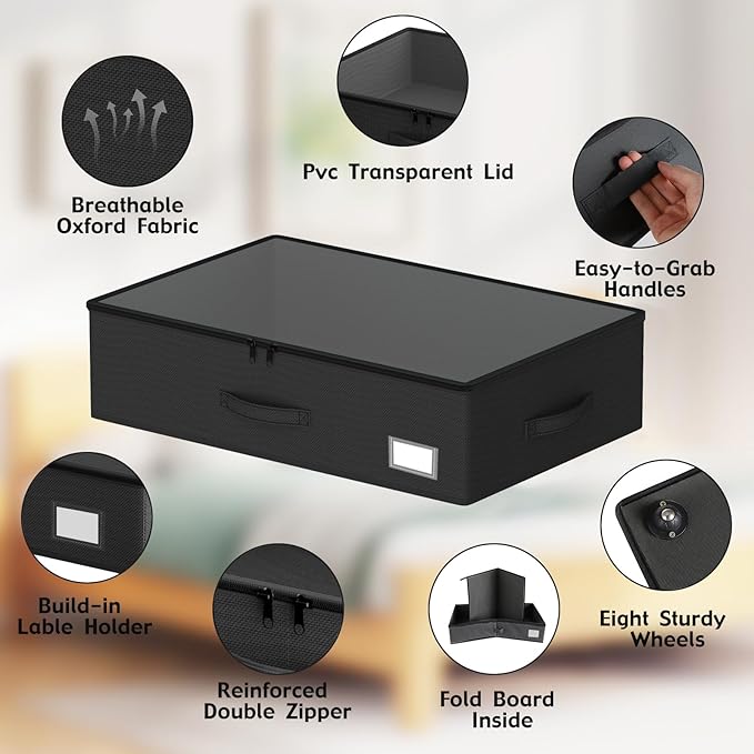 Underbed Storage Bins with Wheels, No Assembly Required - Image 4