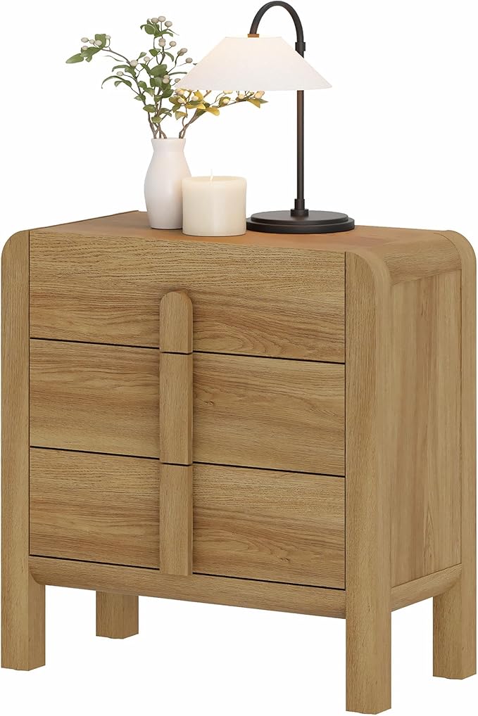 WAMPAT Modern 3 Drawer Nightstand, 31.5" Tall Nightstand by WAMPAT