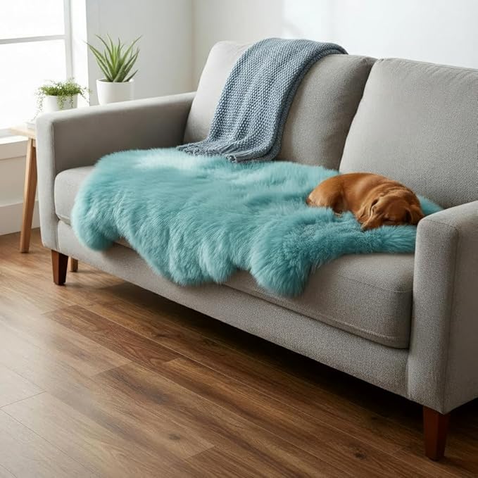 Premium Genuine Sheepskin Rug 2' x 6' Long Fur Soft & Natural Bedside Area Rug - Image 4