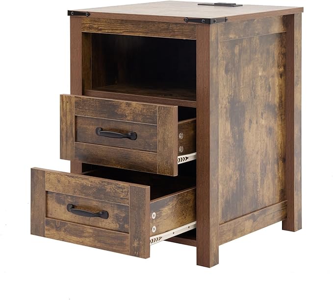 Brown Rustic Night Stand, Farmhouse End Table, Modern Bedside Table - Image 8