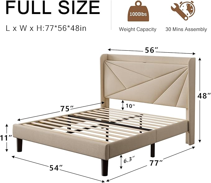 Full Size Upholstered Bed Frame - Image 2