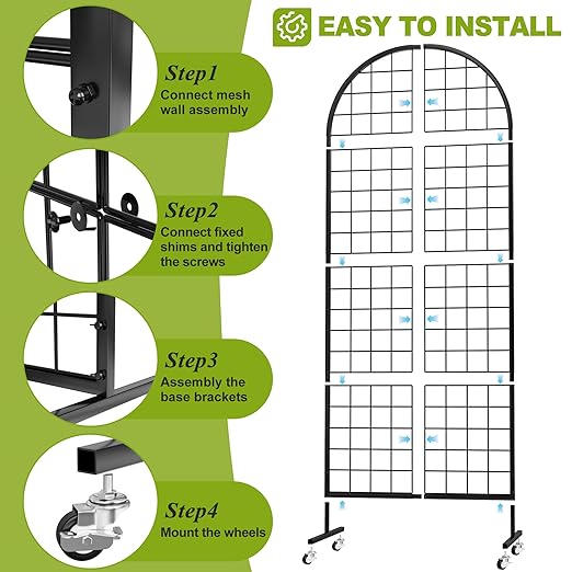 VGMiu Grid Wall Panel 2PCS Display Stand 2' x 5.2' FT Black Grid Wall Panels - Image 3