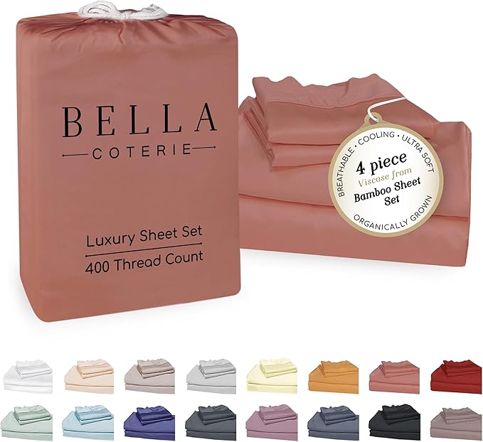 Bella Coterie Luxury Bamboo Viscose Cal King Size Sheet Set | 100% Organically by BC