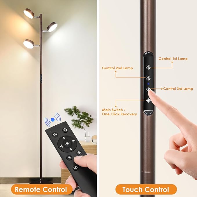 Dimmable LED Floor Lamp with Remote Modern Tall Standing Lamp with 3 Adjustable - Image 5