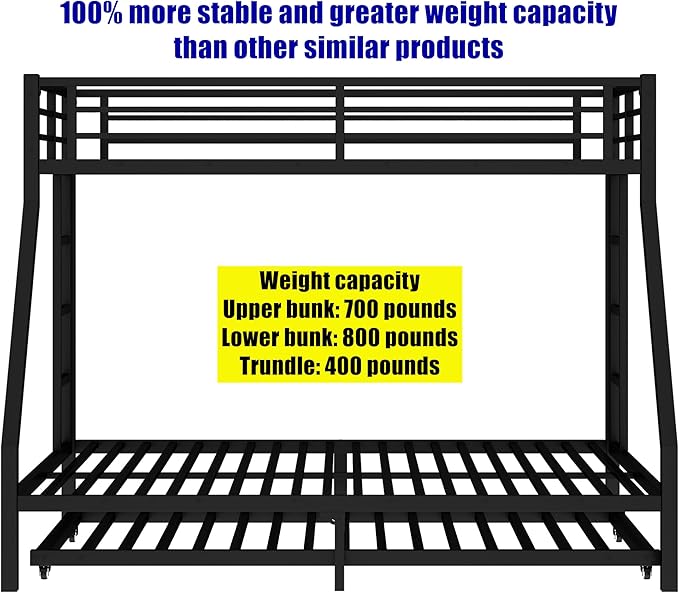 Higher Quality & Stronger Metal Bunk Bed Twin XL Over Queen Size Bunkbed Frame - Image 7