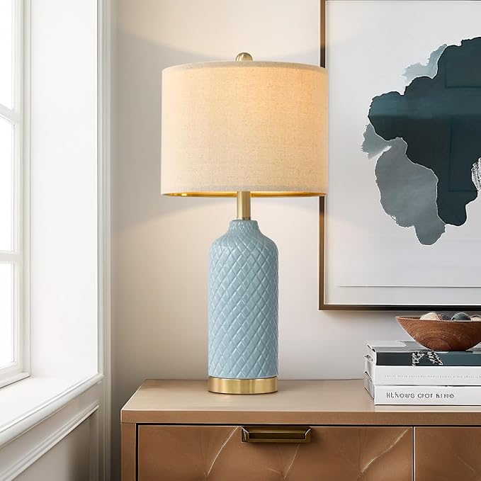 24.25" Modern Ceramic Blue Lamps - Image 6