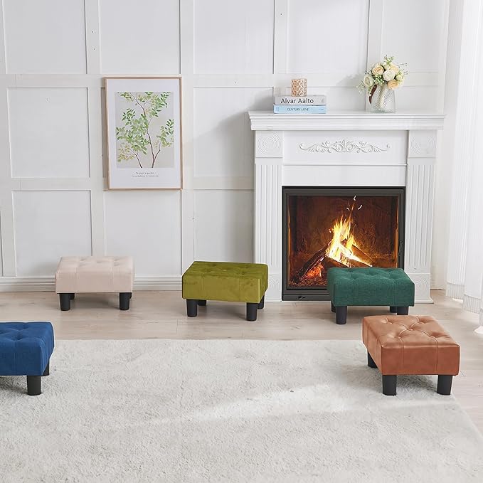 BRIAN & DANY Small Foot Stool, Leather Foot Stools - Image 7