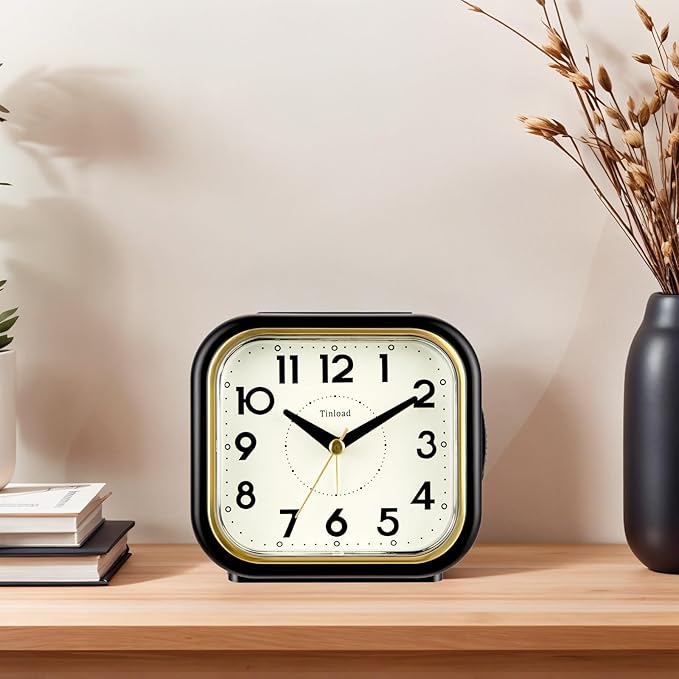 4.3" Retro Analog Alarm Clock • Silent Non Ticking • Gentle Wake • Beep Sounds - Image 2