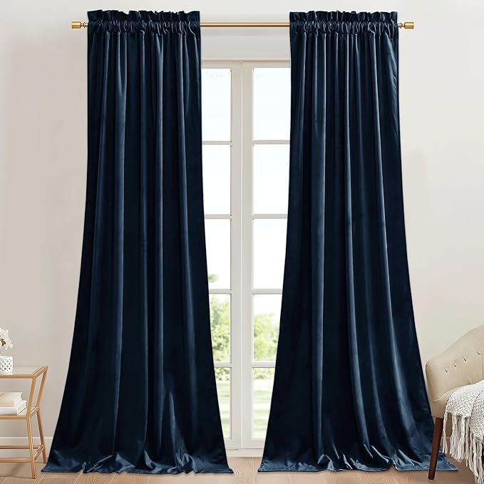 StangH Navy Blue Blackout Velvet Curtains by StangH