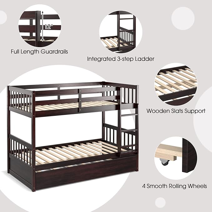 KOMFOTT Wood Twin Over Twin Bunk Bed - Image 5