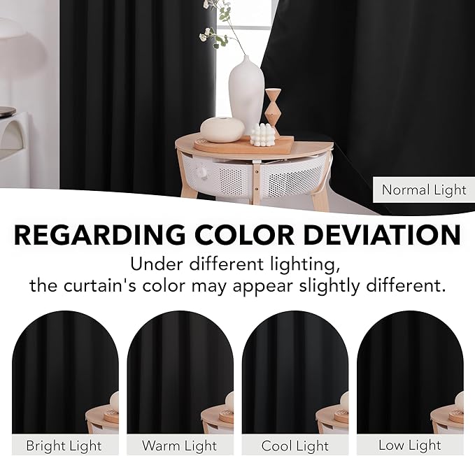 Deconovo Blackout Curtains, Thermal Insulated, W52 x L54 2 Panels, Back Tab - Image 6