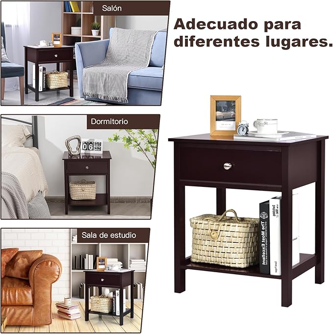 Giantex Nightstand, Wood End Table - Image 9