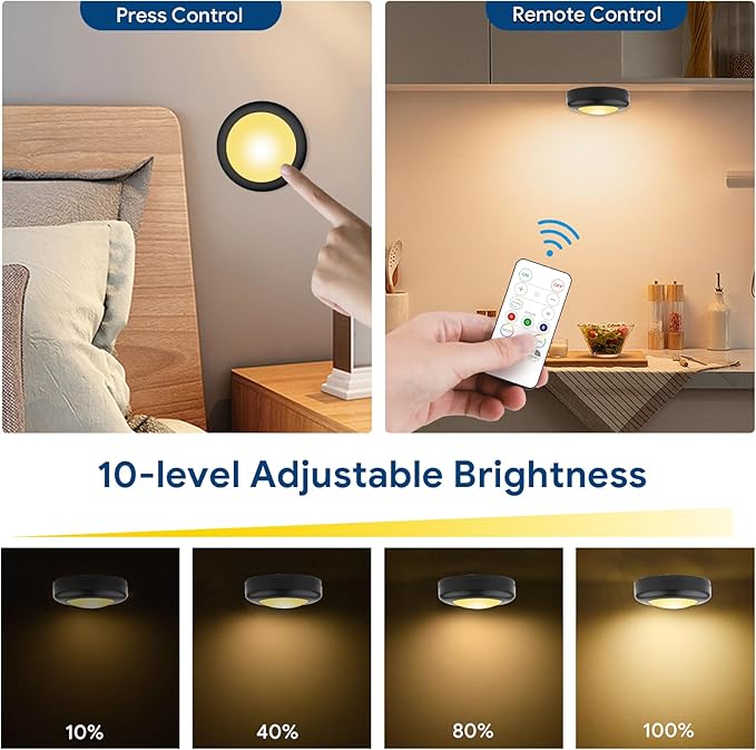 Yiliaw 6 Pack LED Puck Lights Remote Control 16 Color Changeable Under Cabinet - Image 3