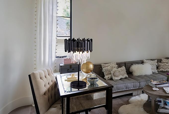 Wellmet Black Crystal Table Lamp, 3 Lights Table Lamps - Image 5