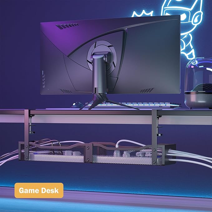 DELAMU 25'' Upgraded Cord Management, No Dill Under Desk Cable Tray - Image 7