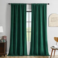 Joydeco Dark Green Velvet Curtains 90 inch Length 2 Panels Burg Set, Luxury Rod by JOYDECO