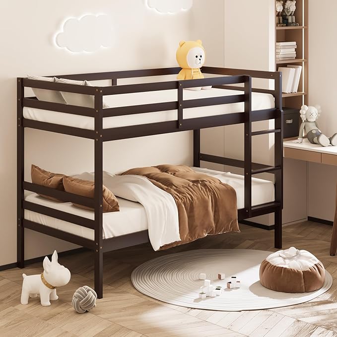 Giantex Bunk Bed Twin Over Twin, Solid Wood Bunk Bed - Image 4