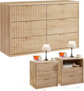 LEYAOYAO 48" Wide Fluted Dresser and 23" Nightstand Set of 2, Wooden Dresser & by LEYAOYAO-Findtheshiningpointofyourideallife%EF%BC%81