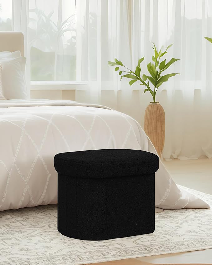 B FSOBEIIALEO Storage Ottoman for Dorm Room, Boucle Folding Storage Ottoman - Image 2
