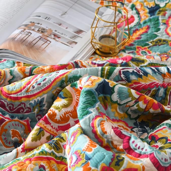 Cotton Bedspread Quilt Sets, Reversible Bedding Coverlet Sets Comforter - Image 7