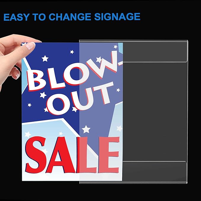 Dingelex Acrylic 11 x 17 Horizontal Sign Holder Wall Mount, Acrylic Wall Frame - Image 2