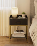 Masupu Nightstand with Charging Station, 3-Tier Modern Bedside Night Stand with by Masupu