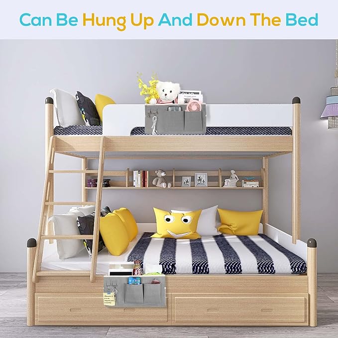 Kanrichu 2pcs Bedside Caddy Hanging Storage Bag, Organizer Baskets - Image 6