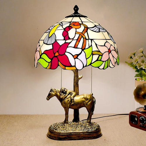 2 Lights Tiffany Table Lamp Stained Glass Table Lamp Victorian Bedside Lamp - Image 2