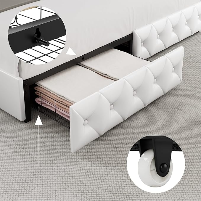 Keyluv Queen Upholstered LED Bed Frame - Image 5