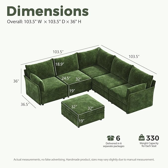 ABCASA 103.5" Oversized Modular Sectional Sofa, L Shaped Convertible Couch - Image 2