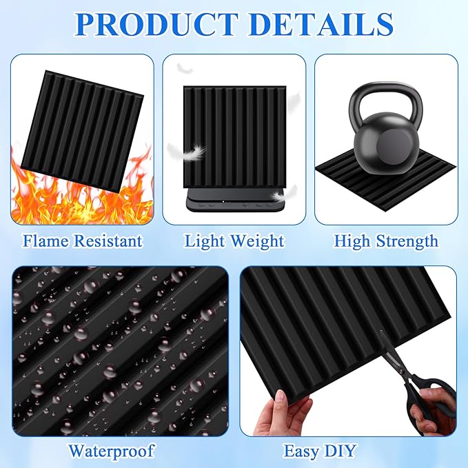 Nuanchu 32 Pcs 3D Slat Wall Panels 12 x 12 Inch PVC Fluted Textured Panel - Image 4